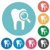 Dental examination flat round icons - Dental examination flat white icons on round color backgrounds