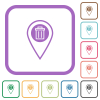 Delete GPS location simple icons - Delete GPS location simple icons in color rounded square frames on white background