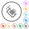 Micro sd memory card compress solid flat icons with outlines - Micro sd memory card compress solid flat color icons in round outlines on white background