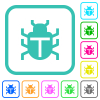 Computer bug solid vivid colored flat icons in curved borders on white background - Computer bug solid vivid colored flat icons