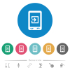 Mobile import data flat round icons - Mobile import data flat white icons on round color backgrounds. 6 bonus icons included.