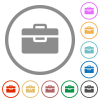 Toolbox solid flat icons with outlines - Toolbox solid flat color icons in round outlines on white background