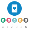 Ace of hearts card flat round icons - Ace of hearts card flat white icons on round color backgrounds. 6 bonus icons included.