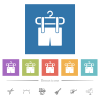Shorts on the clothes dryer flat white icons in square backgrounds. 6 bonus icons included. - Shorts on the clothes dryer flat white icons in square backgrounds
