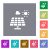 Solar energy flat icons on simple color square backgrounds - Solar energy square flat icons