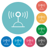 Radio transmitter outline flat white icons on round color backgrounds - Radio transmitter outline flat round icons