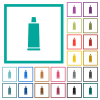 Toothpaste tube flat color icons with quadrant frames on white background - Toothpaste tube flat color icons with quadrant frames