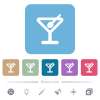 Cocktail flat icons on color rounded square backgrounds - Cocktail white flat icons on color rounded square backgrounds. 6 bonus icons included