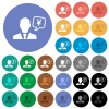 Japanese Yen financial advisor multi colored flat icons on round backgrounds. Included white, light and dark icon variations for hover and active status effects, and bonus shades. - Japanese Yen financial advisor round flat multi colored icons