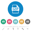 GZIP file format flat round icons - GZIP file format flat white icons on round color backgrounds. 6 bonus icons included.