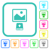 Upload image from hard disk vivid colored flat icons - Upload image from hard disk vivid colored flat icons in curved borders on white background