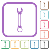 Single wrench simple icons in color rounded square frames on white background - Single wrench simple icons