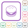 Cheeseburger simple icons in color rounded square frames on white background - Cheeseburger simple icons