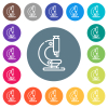 Microscope outline flat white icons on round color backgrounds. 17 background color variations are included. - Microscope outline flat white icons on round color backgrounds