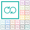 Cycle flat color icons with quadrant frames on white background - Cycle flat color icons with quadrant frames