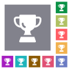 Trophy cup solid flat icons on simple color square backgrounds - Trophy cup solid square flat icons