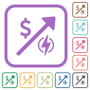 Rising electricity energy american Dollar prices simple icons - Rising electricity energy american Dollar prices simple icons in color rounded square frames on white background