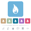 Fire flame white flat icons on color rounded square backgrounds. 6 bonus icons included - Fire flame flat icons on color rounded square backgrounds
