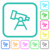 Telescope outline vivid colored flat icons in curved borders on white background - Telescope outline vivid colored flat icons