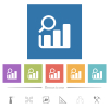 Business analysis flat white icons in square backgrounds. 6 bonus icons included. - Business analysis flat white icons in square backgrounds