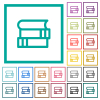 Stack of books outline flat color icons with quadrant frames - Stack of books outline flat color icons with quadrant frames on white background