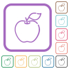 Apple outline simple icons in color rounded square frames on white background - Apple outline simple icons