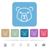 Bear head outline flat icons on color rounded square backgrounds - Bear head outline white flat icons on color rounded square backgrounds. 6 bonus icons included