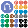 Headphones multi colored flat icons on round backgrounds. Included white, light and dark icon variations for hover and active status effects, and bonus shades. - Headphones round flat multi colored icons