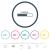 Loading progress bar flat color icons in round outlines. 6 bonus icons included. - Loading progress bar flat color icons in round outlines