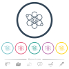 Physics flat color icons in round outlines. 6 bonus icons included. - Physics flat color icons in round outlines