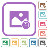 Save image alternate version simple icons in color rounded square frames on white background - Save image alternate version simple icons