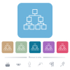 Organizational chart down outline flat icons on color rounded square backgrounds - Organizational chart down outline white flat icons on color rounded square backgrounds. 6 bonus icons included