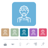 Worker avatar outline white flat icons on color rounded square backgrounds. 6 bonus icons included - Worker avatar outline flat icons on color rounded square backgrounds