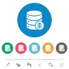 Database compress data flat white icons on round color backgrounds. 6 bonus icons included. - Database compress data flat round icons