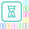 Sandglass outline vivid colored flat icons in curved borders on white background - Sandglass outline vivid colored flat icons