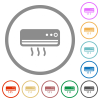 Air conditioner flat color icons in round outlines on white background - Air conditioner flat icons with outlines