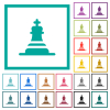 Chess king flat color icons with quadrant frames - Chess king flat color icons with quadrant frames on white background