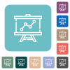 Presentation Graph Outline Icon white flat icons on color rounded square backgrounds - Presentation Graph Outline Icon rounded square flat icons