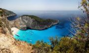 A panoramic image about this beautiful bay in Zakynthos, Greece. These are the real tones, so this bay is incredibly blue and azure! - Navagio bay - Zakynthos - panoramic image