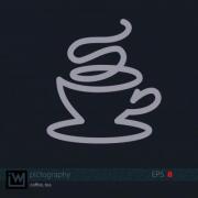 A cup of coffee or tea, single line drawn icon. Flat vector design for logo, bag, t-shirt, web, etc. - Coffee or Tea Icon