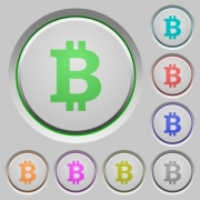 Set of bitcoin sign sunk push buttons. Well-organized layer, color swatch and graphic style structure. Easy to recolor. - Bitcoin sign push buttons