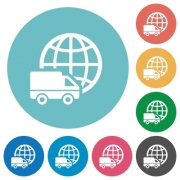 Flat international transport icon set on round color background. - Flat international transport icons