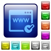 Set of domain registration color glass rounded square buttons - Color domain registration square buttons