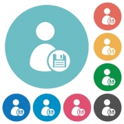 Flat Save user profile icon set on round color background. - Flat Save user profile icons