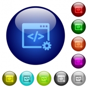 Set of color web development glass web buttons. - Color web development glass buttons