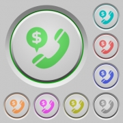 Set of color Money call sunk push buttons. - Money call push buttons - Large thumbnail