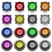 Set of Pound casino chip glossy web buttons. Arranged layer structure. - Pound casino chip button set - Large thumbnail