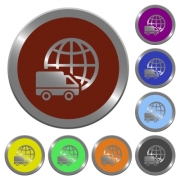 Set of color glossy coin-like international transport buttons. - Color international transport buttons