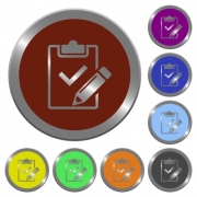 Set of color glossy coin-like fill out checklist buttons. - Color fill out checklist buttons
