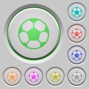 Set of color soccer ball sunk push buttons. - Soccer ball push buttons